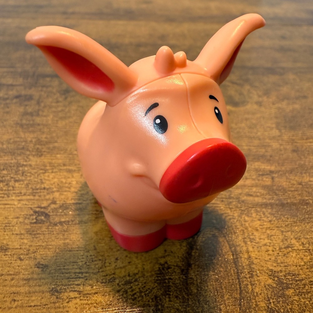 Fisher Price Little‎ People Pig Toy Figure Animal Farm Pink Red Nose 2018 Mattel